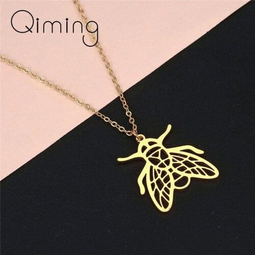 2020 Handmade Insect Fly Necklace Women Men Origami Animal Gold Silver Chains Chokers Vintage Statement Necklace Collier