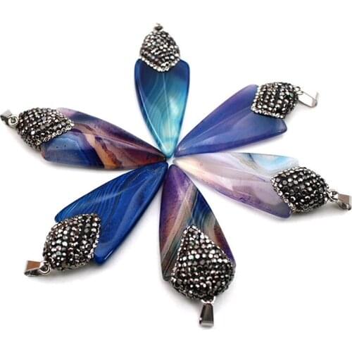 Crystal Healing Black Plated Necklace Rodlike Shapeless Pointed Stone Pendant with Metal Chain Vintage Style Stripe Color