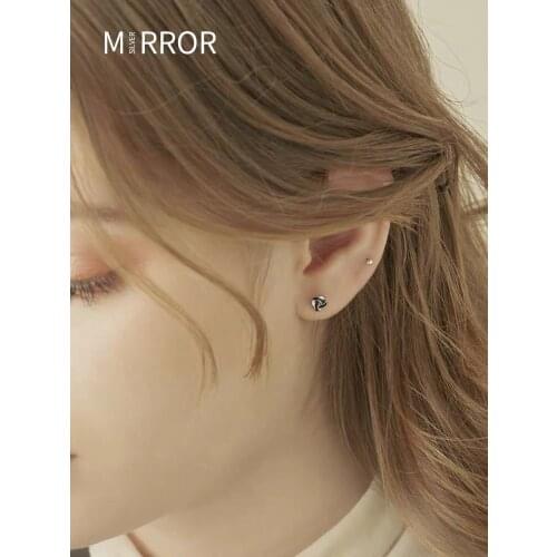 S925 sterling silver jewelry with bohemian cute black white knotted literary jewelry earrings for female gifts