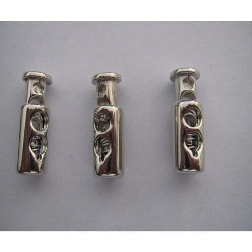 Diy plastic cord lock plating silver color stock can customed engraved logo whsale price down jacket cord lock 500pcs