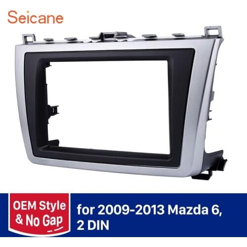 Seicane 2DIN Car DVD Stereo Panel Radio Fascia for 2009 2010 2011-2013 Mazda 6 Dash Mount Plastic Metal Frame UV Silver Black