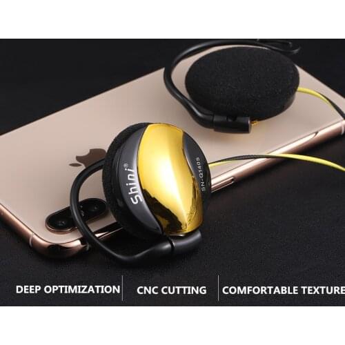 SHINI Q140s Sport Headphone 3.5mm Ear-Hook Headset Line Control Volume Earphone Earpiece With Mic For Phone Huawei Xiaomi iphone
