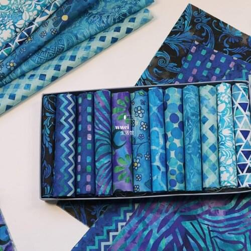 Blue Plain Cotton Patchwork Blue Hand-Made Diy Babydoll Sewing Material 29*29cm/Pcs 12pcs/Set