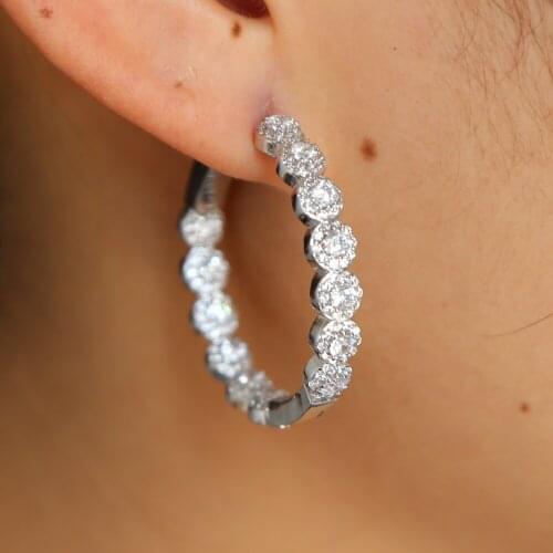 Wedding bridal fashion jewelry Huggie hoop with sparking bling clear AAA cz zirconia hoop full cz front back circle hoop earring