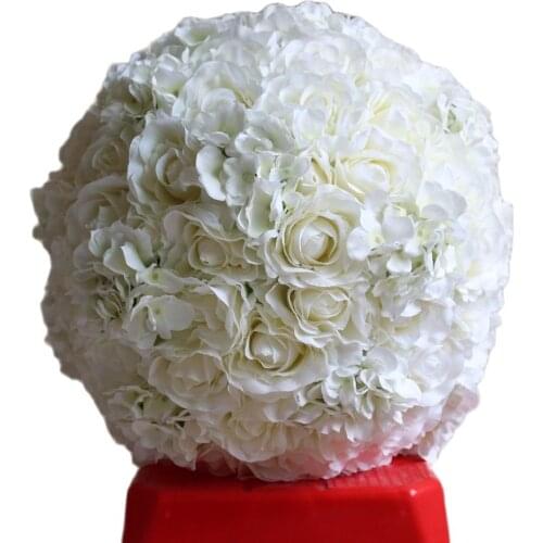 TONGFENG 4pcs/lot Ivory 45cm Artificial silk Rose Hydrangea flower wedding decoration kissing ball Table centerpiece flower