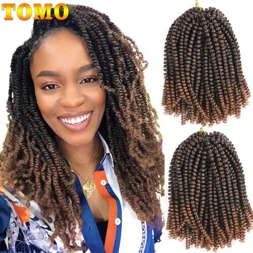 TOMO Synthetic Crochet Braiding Hair Extensions For Black Women 30 Roots Soft Pre Looped Ombre Colored Spring Twist Crochet Hair