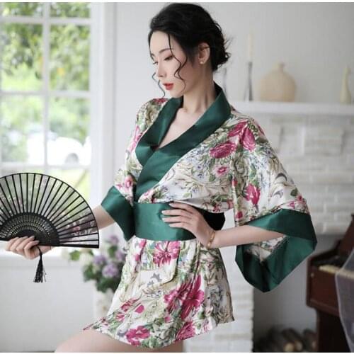Japanese Sexy Woman Bathrobe Short Nightgown Kimono Mujer Uniform Outer Garment