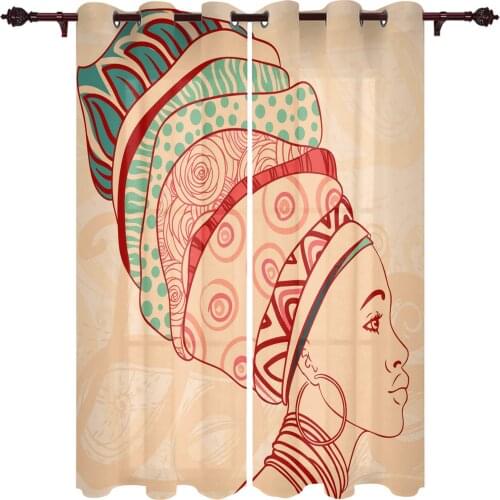 African Woman Culture Ethnic Outdoor Curtain For Garden Patio Curtains Bedroom Living Room Kitchen Bath Room Panel Drape