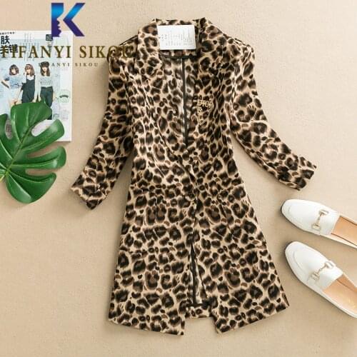 Leopard Print Blazer Jacket Women Spring Summer 2021 New Single Button Pocket Long Suit Jacket Lady Plus Size Loose Blazers Coat