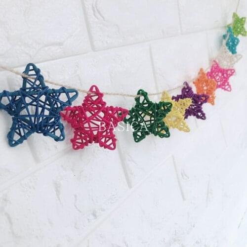 10pc Christmas Colorful Rattan Ball Ornament Star Shaped Fish Ornament Net Red Wall Decoration Girl Heart Grid Photo Wall