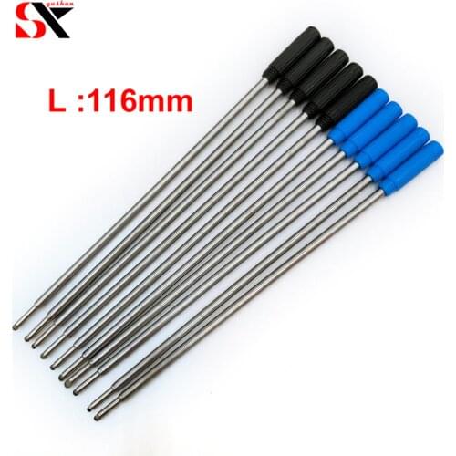 Yushun 10pcs Universal Standard Black Blue style Ballpoint pen Refill Crystal Brand Metal Pen refills Length 116mm oily
