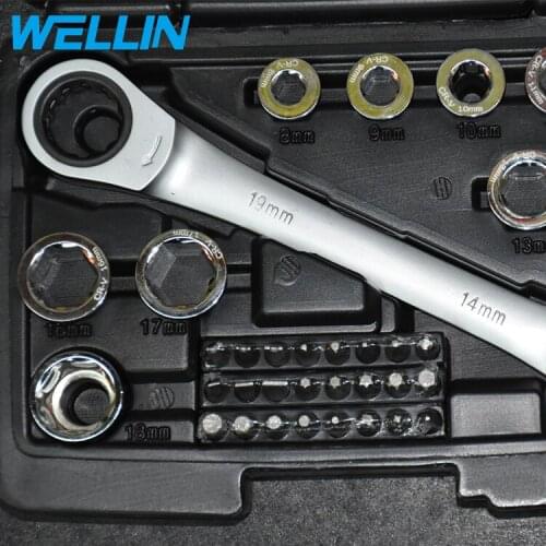 11pcs/set Multi-Function Chrome Vanadium Steel Universal Socket Wrench With Ratcheting Wrench For Auto Repairing
