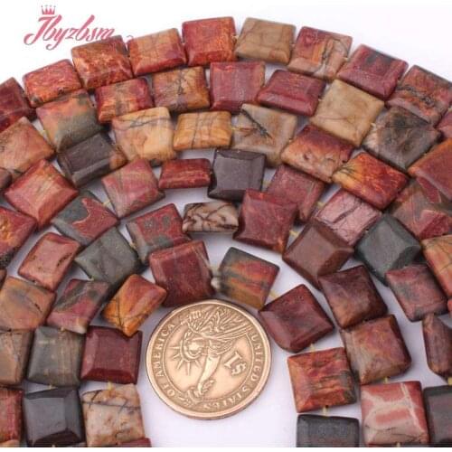 12mm,14mm Square Multicolor Picasso Jaspers Beads Natural Stone Beads For DIY Necklace Bracelet Jewelry Making 15" Free Shipping