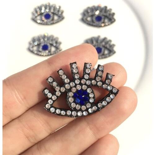 20pcs Eyes Rhinestone Patches Iron on Patch for Clothing DIY Hand Fatima Embroidery Applique T-shirt Jacket Deco