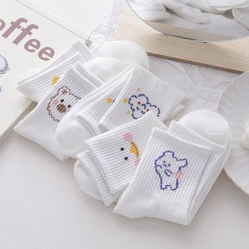 2021 New Solid Cotton Women Socks Spring Summer Autumn Breathable Kawaii Women Girl Funny Socks Japanese Fashion White Socks