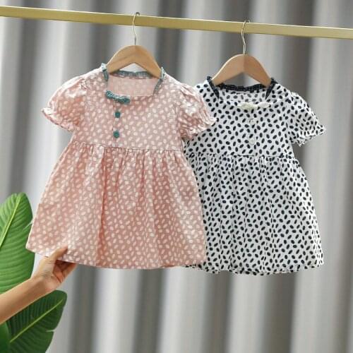 2021 Sweet Baby Girl Clothes Cotton Dots Printed Little Girls Princess Dress Newborn Infant Birthday Wedding Clothes 0-3T