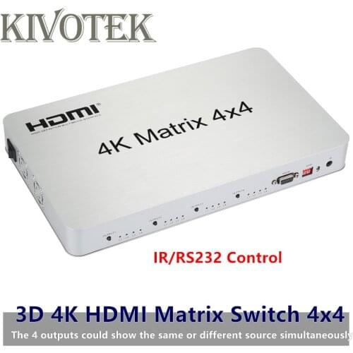 4K*2K 3D HDMI Matrix Switch Switcher 4X4 IR/RS232 Control Male Connector DTS/AC3/DSD Power Supply For HDTV Display Free Shipping