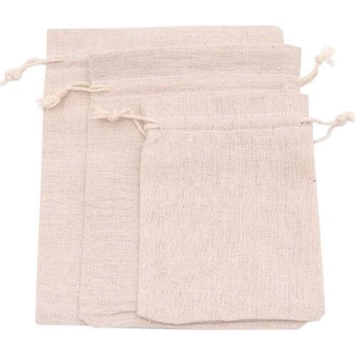 50pcs Double Line Drawstring Pocket Cotton Bag Jewelry Storage Bag Dust Bag Wedding Party Packaging Bags Household Gadgets Bag