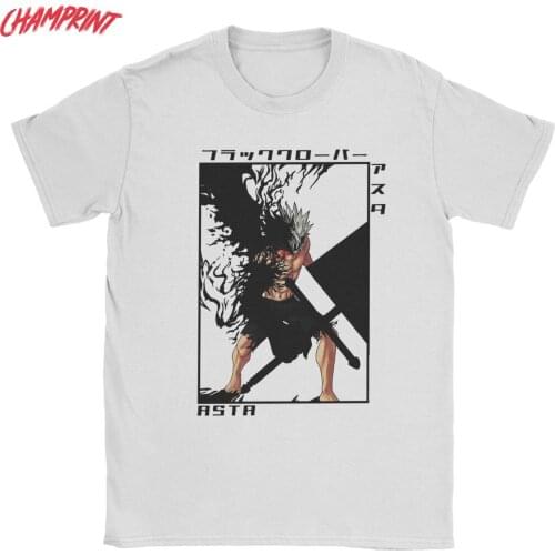 Asta Black Clover T-Shirts Men Anime Manga Awesome 100% Cotton Tee Shirt O Neck Short Sleeve T Shirts Birthday Gift Tops