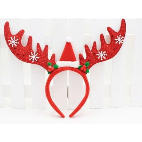 Big Antlers Christmas Headband Snowflake Santa Party Decor Double Hair Band Clasp Head Hoop for Adult Children Christmas Gift