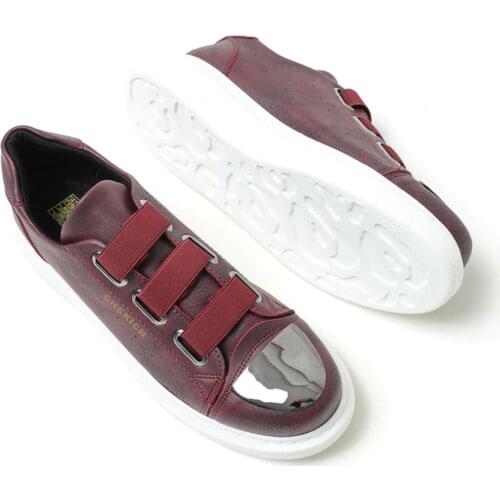 Chekich Mens Shoes Claret Red Color Elastic Band Closure Faux Leather Autumn Season Slip On Fashion Wedding Office Orthopedic Breathable Sneakers Comfortable Unisex Lightweight Solid New Brand Flat Hot Sale CH251 V2