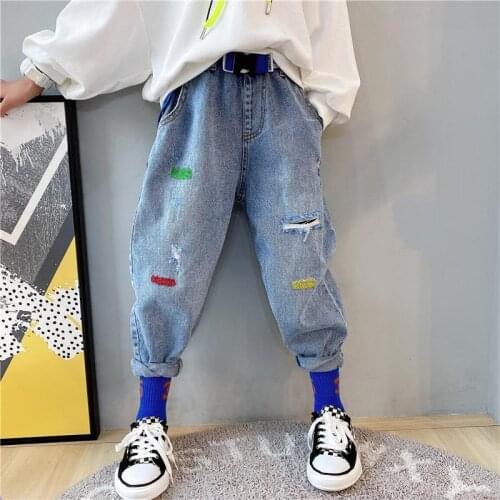 Hip hop Teen Girls Jeans Pants Broken holes Denim Harem Pants Ripped Jeans For Kids Clothes 8 9 10 12 Years Girls pantalon jeans