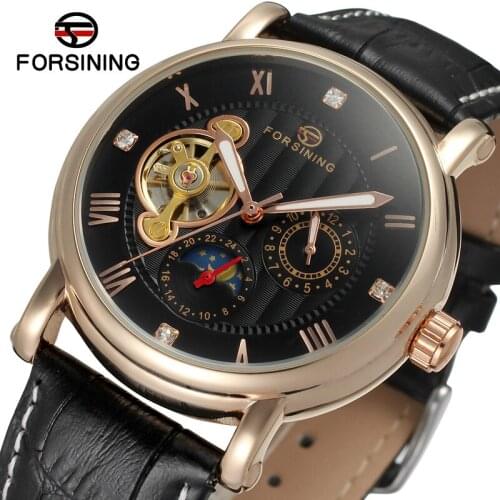 FSG800M3R1 Branded name Forsining men Automatic fashion business watch with moon phase original gift box free shipping