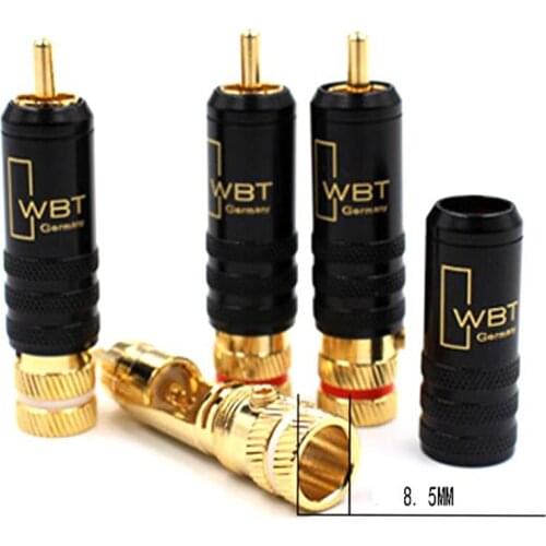 Hifi 4pcs/lot Interconnect RCA Cable Extension RCA Plugs Screws Soldering Locking Audio WBT 0144 RCA Plug Connectors