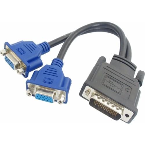 5.3" Long DMS-59 Pin to 2 Dual VGA 15Pin Female Splitter Adapter Cable