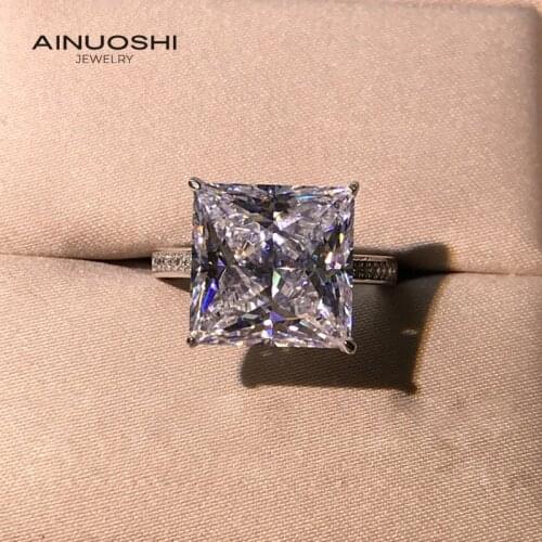 AINUOSHI 925 Sterling Silver 12x12mm Princess Cut Multiple Gemstone Classic Engagement Rings For Women Precious Jewelry Gift