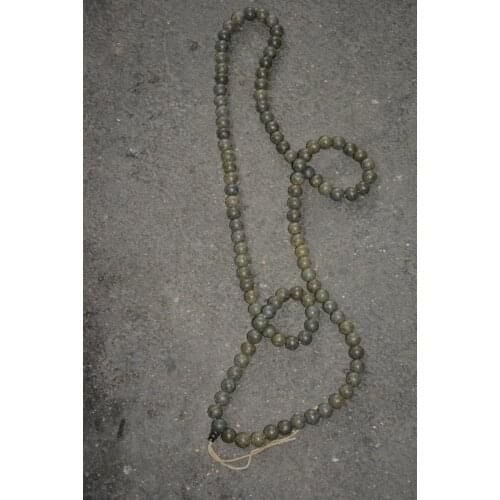 Collection Qing Dynasty green amber necklace / jewelry, Ward off evil spirits, Free shipping