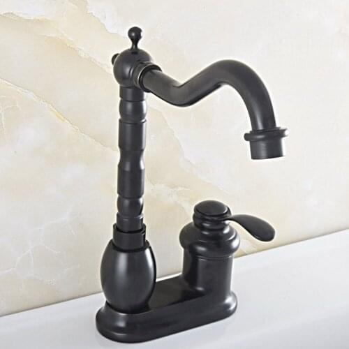 Black Oil Rubbed Brass Single Handle 2 Hole Bathroom Faucet Kitchen Swivel Faucet Hot And Cold Mixer Taps Nsf833