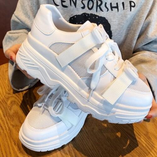 QWEDF Luxury Brand Women Sneakers Mixed Color Lace Up Women Platform Shoes 2019 Fashion Street Style Daddy Shoes Woman X2-18