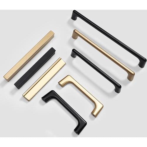 KK&FING European Matte Gold Black Aluminum Alloy Kitchen Cabinet Handles Drawer Pulls Wardrobe Door Knobs Furniture Hardware
