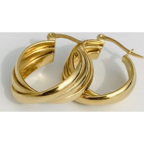 Metal AmeriCan-Style Jewelry Titanium Steel Classic Three-Ring Earrings