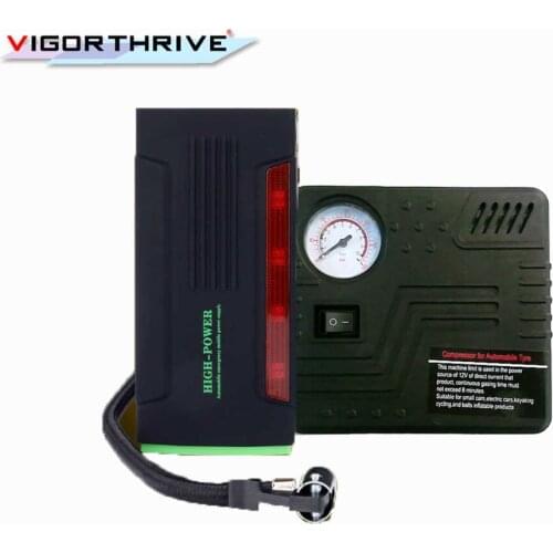 Mini Emergency 12V Car power bank Muti-function Portable battery charger jump starter Booster with pump External Rechargeable
