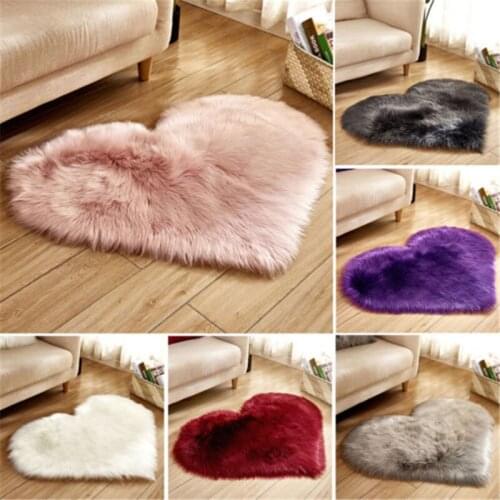 Fluffy Heart Shaped Rug Shaggy Floor Soft Faux Fur Home Bedroom Living Room Kids Room Kitchen Hairy Carpet 30X40/40X50CM