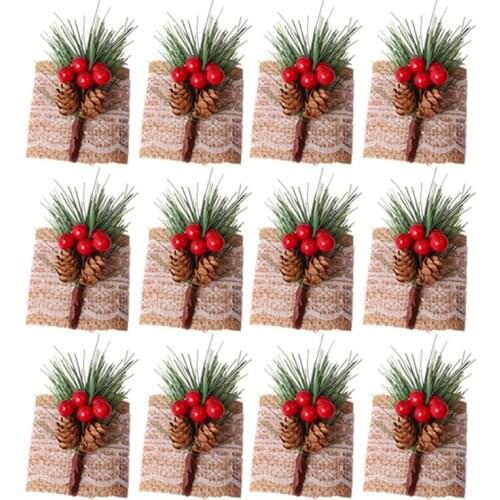 HOT Burlap Napkin Rings Set Of 12, Rustic Napkin Rings Handmade By Pinecones And Berries, Napkin Ring For Christmas Wedding