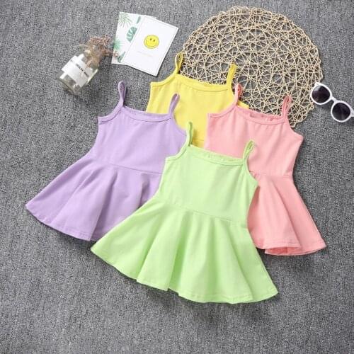 2019 Summer New Cotton Baby Girls Sling Dress Children Casual Style Clothes BABY Girl Kids Princess Birthday Sleeveless Dresses