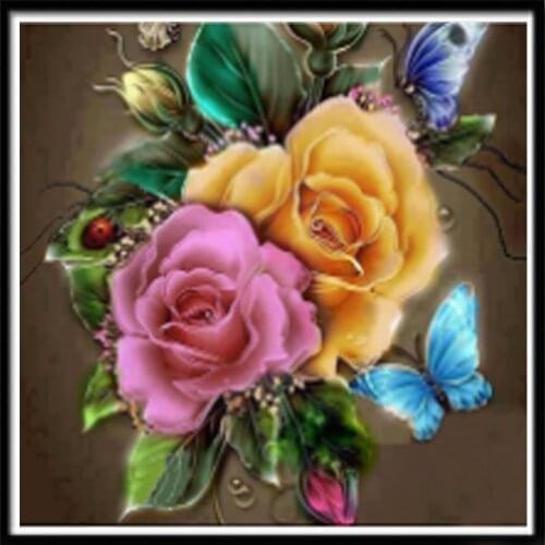 Landscape Flower Color Rose Pre-Printed 11CT Cross-Stitch Patterns DIY Embroidery DMC Threads Handmade Painting Craft Mulina