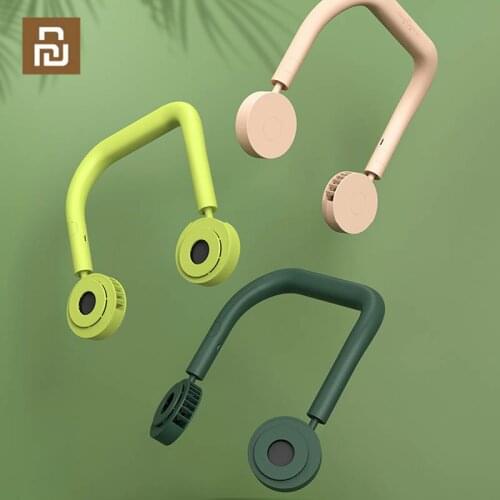Xiaomi VH USB Portable mini fan Hands-Free Hanging Leafless Rechargeable Dual Fan rotate sports mute Mini Air Cooler