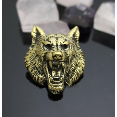 DIY leather craft solid brass wolf head design rivet screws decoration wallet button 34x28mm 5pcs/lot