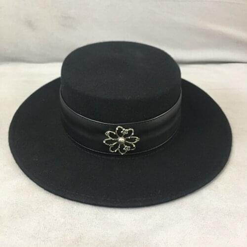 Fedora new winter black wool ceiling large eaves edition hat British fashion restoring ancient ways of French societ