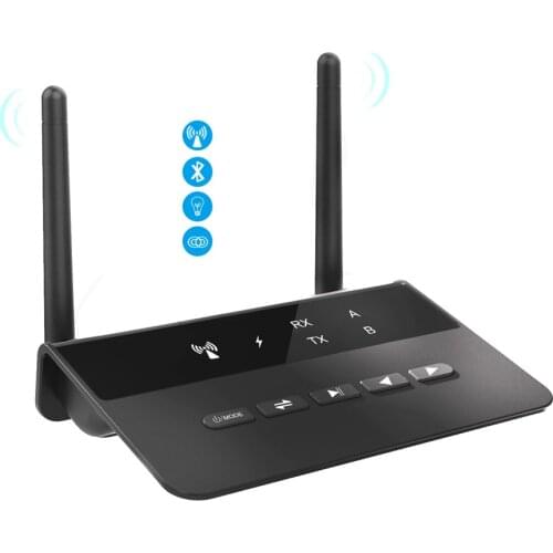 New AAC AptX LL Bluetooth 5.0 Receiver Transmitter 80m Wireless Stereo Music Audio Adapter with Antenna 2RCA 3.5mm AUX Jack