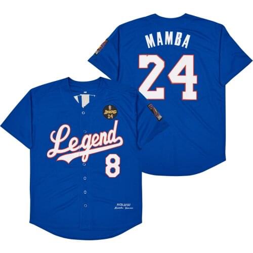 BG baseball jerseys Legend 8 24 Mamba jersey Outdoor sportswear Embroidery sewing blue Hip-hop Street culture 96-16 1978-2020