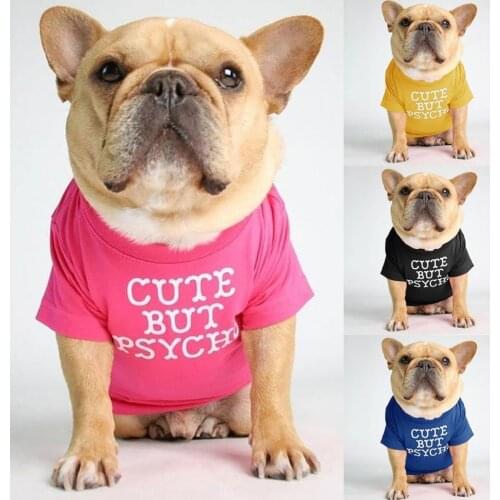 Convenient Letter Printing Short Sleeve Pet T-shirt Round Neck Fine Workmanship Cotton Soft Slight Elastic Pet T-Shirt for Dogs