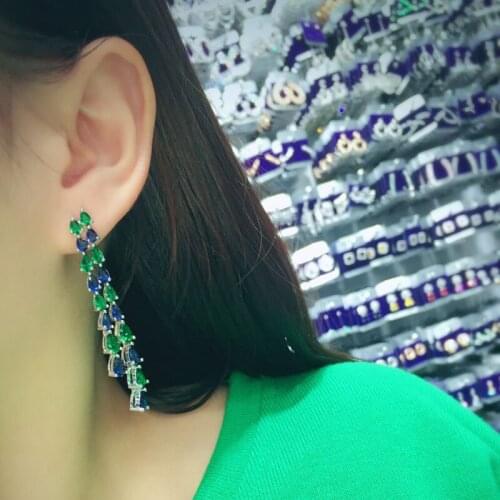 2017 Hot AAA Cubic Zircon Surround Stud Earrings Silver Rhinestone Waterdrop Tassel Earring brincos For Women GLE5489