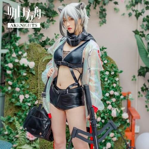 Arknights Customize SNIPER Schwarz Cosplay Costumes Sexy Costume Women Cover Full Outfit Sexy Swimsuit Woman Trench Coat