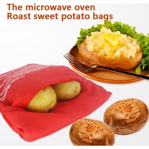 1Pcs Microwave Baking Potatoes Bag Red Washable Cooker Bag Easy To Cook Kitchen Gadgets Baking Tool Rice Pocket Cooking Tools