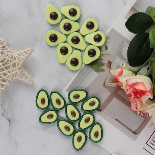 10pcs Avocado Slices Slime Supplies Toy Addition For Fluffy Clear Slime Resin Fruit Slices Charms Accessories
